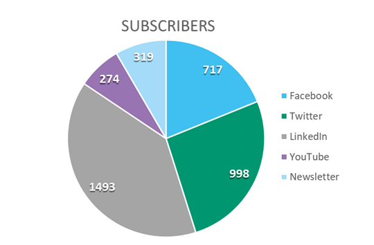 A cake diagram that shows the different social media subscribers