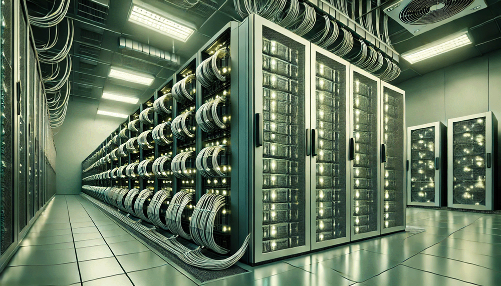 A supercomputer with a dollar green tint
