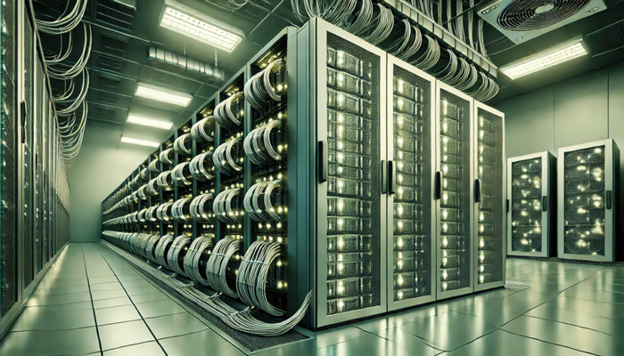 A supercomputer with a dollar green tint