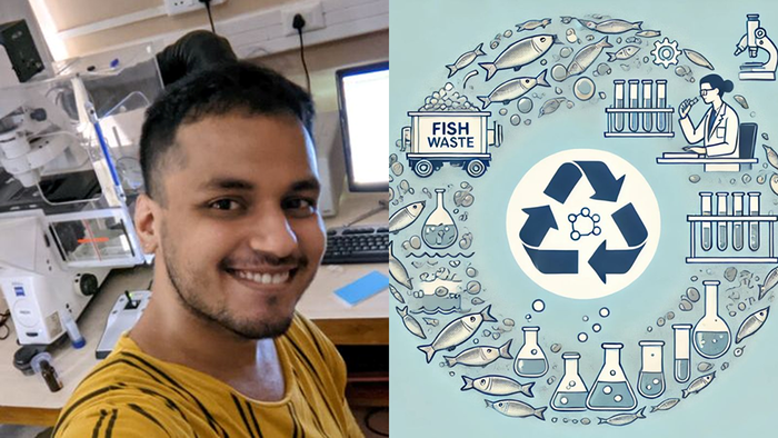 A picture of Biswajoy Ghosh and an illustration of the circularity of this project.