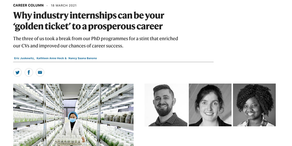 Screenshot of Nature article and picture of the authors