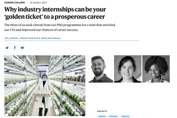 Screenshot of Nature article and picture of the authors