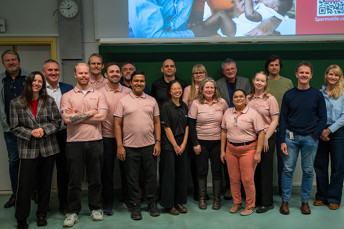 The Spermotile team in an auditorium